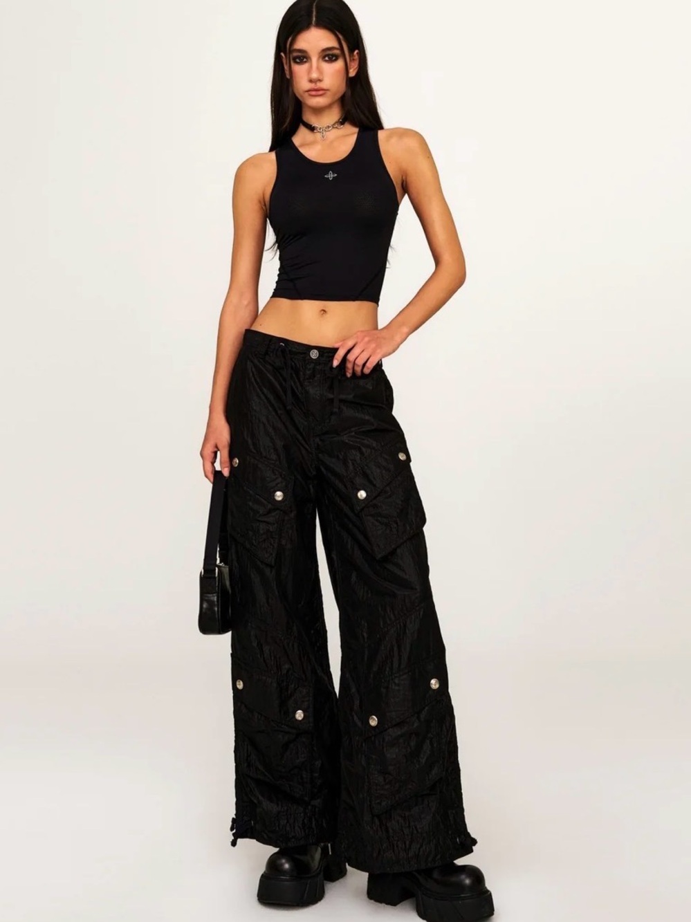 FIRST ROW Black Utility Cargo Snow 12 Pockets Pants